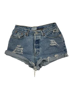 VTG Express Bleus Cut-off Jean Shorts 9 Relaxed High Waist Bedazzled Embellished